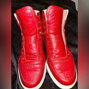 Gucci leather red coda high top sneakers